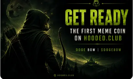 DogeBow teaser graphic: Get Ready, the first meme coin on Hooded.club